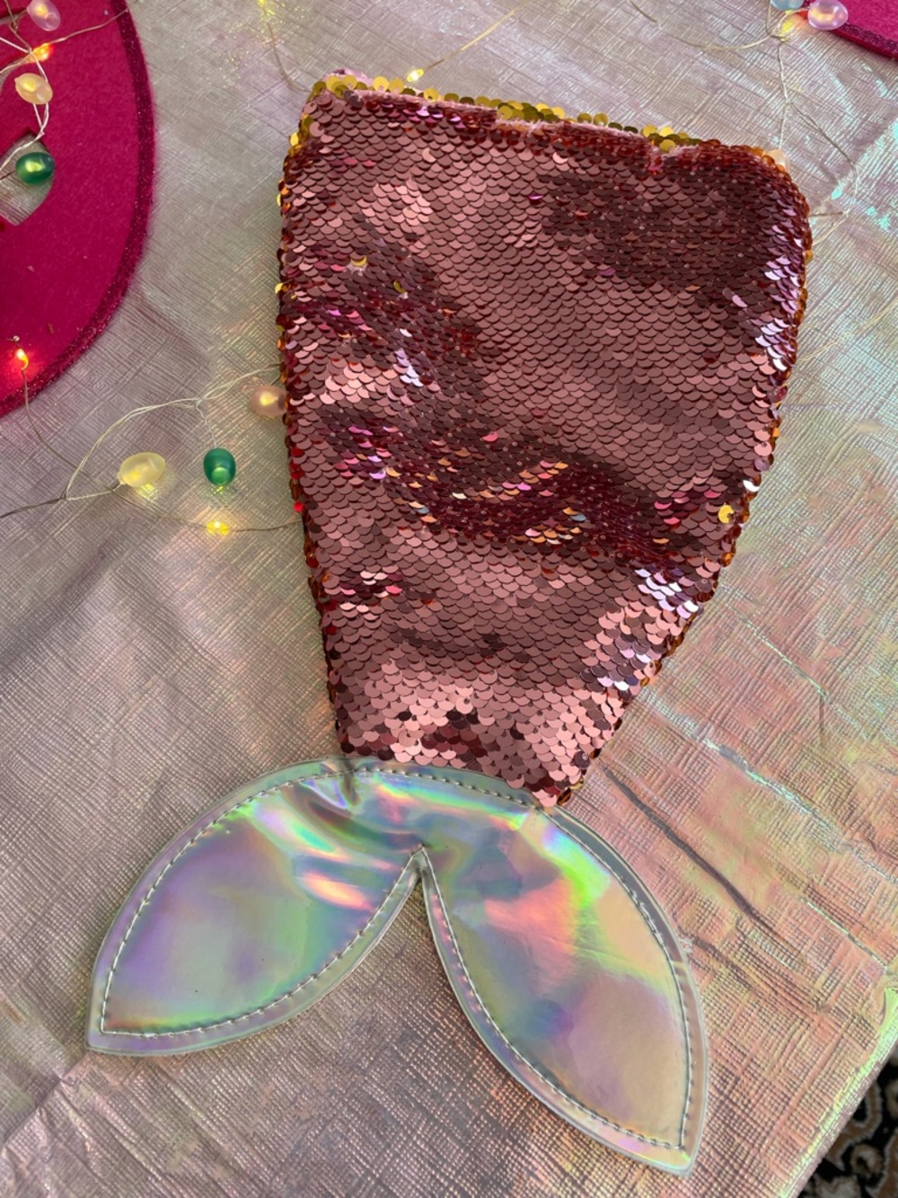 Pink Mermaid Tail Pencil Case/Mini Purse with Reversible Sequins 🩷